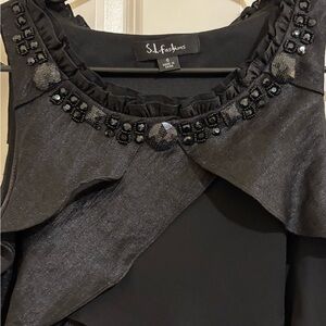 SL Fashions Black Beaded Dress